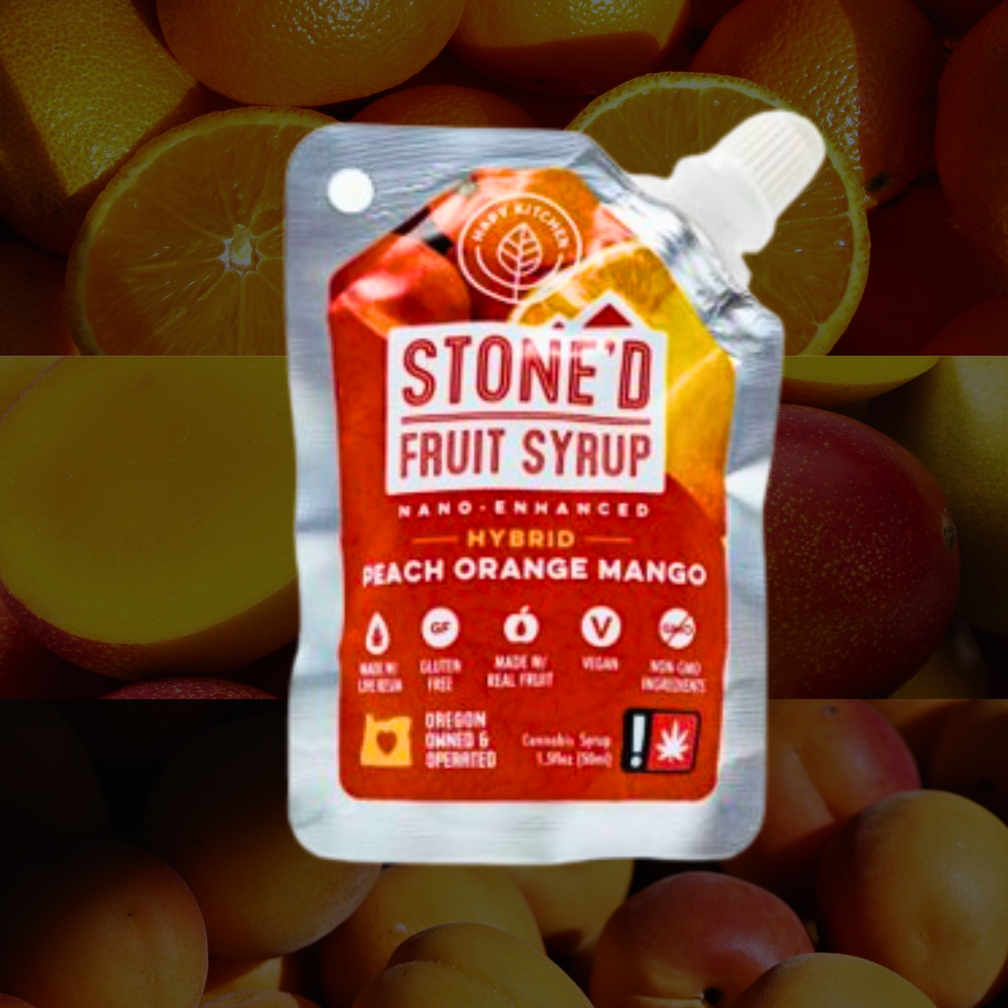 Photograph of product: Hapy Kitchen | Ston'd Syrup | Peach Orange Mango (H) - 250mg