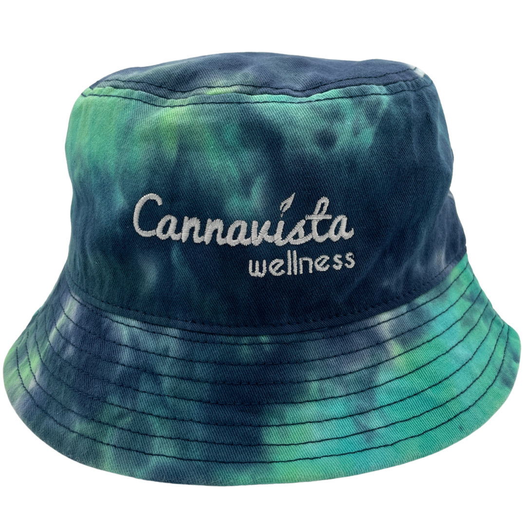 Photograph of product: Cannavista | Bucket Hat | Black, Tie Dye Blue or Magenta
