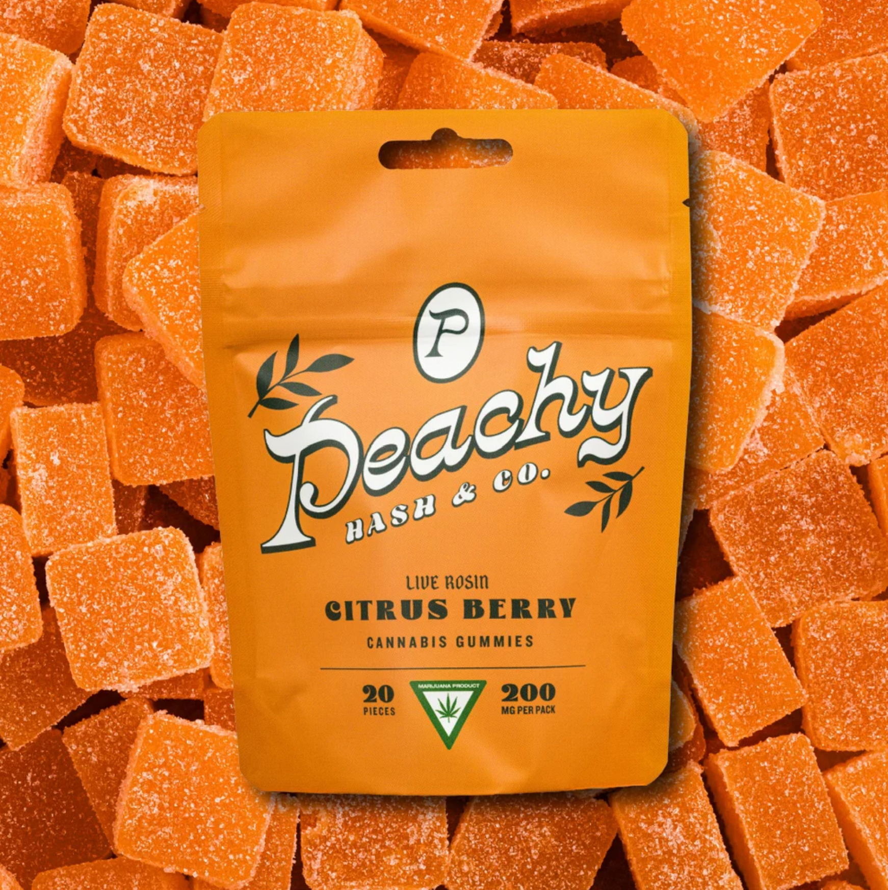 Photograph of product: Peachy au chocolat & Co - Citrus Berry au chocolat Rosin Gummies 200mg