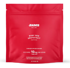 Photograph of product: JAMS | Edible | Jellies | Ruby Red Grapefruit | 10 Pk | 100mg-Oui'd