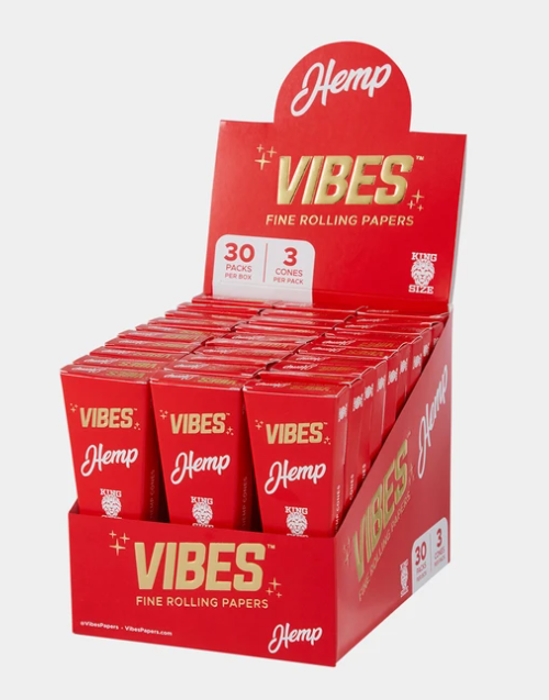 Photograph of product: VIBES Hemp King Size (Red Box) Cones  - Regular