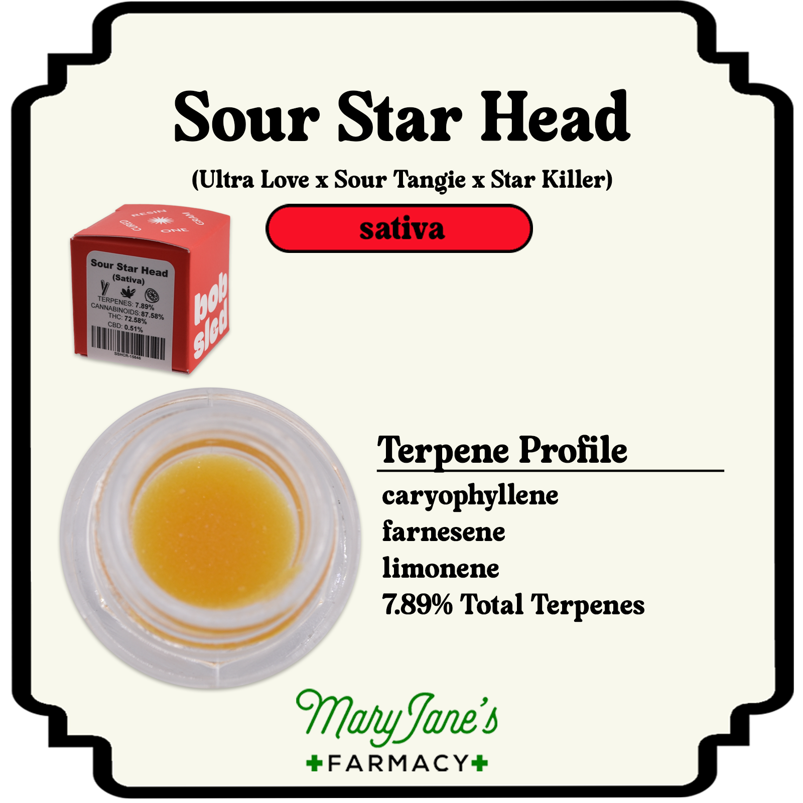 Photograph of product: Sour Star Head Cured Resin Extract | 1g