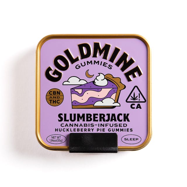Photograph of product: Slumberjack Huckleberry Pie Tin Gummies - 