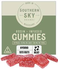 Photograph of product: Southern Sky | 100mg | Tutti Frutti | Rosin Gummies