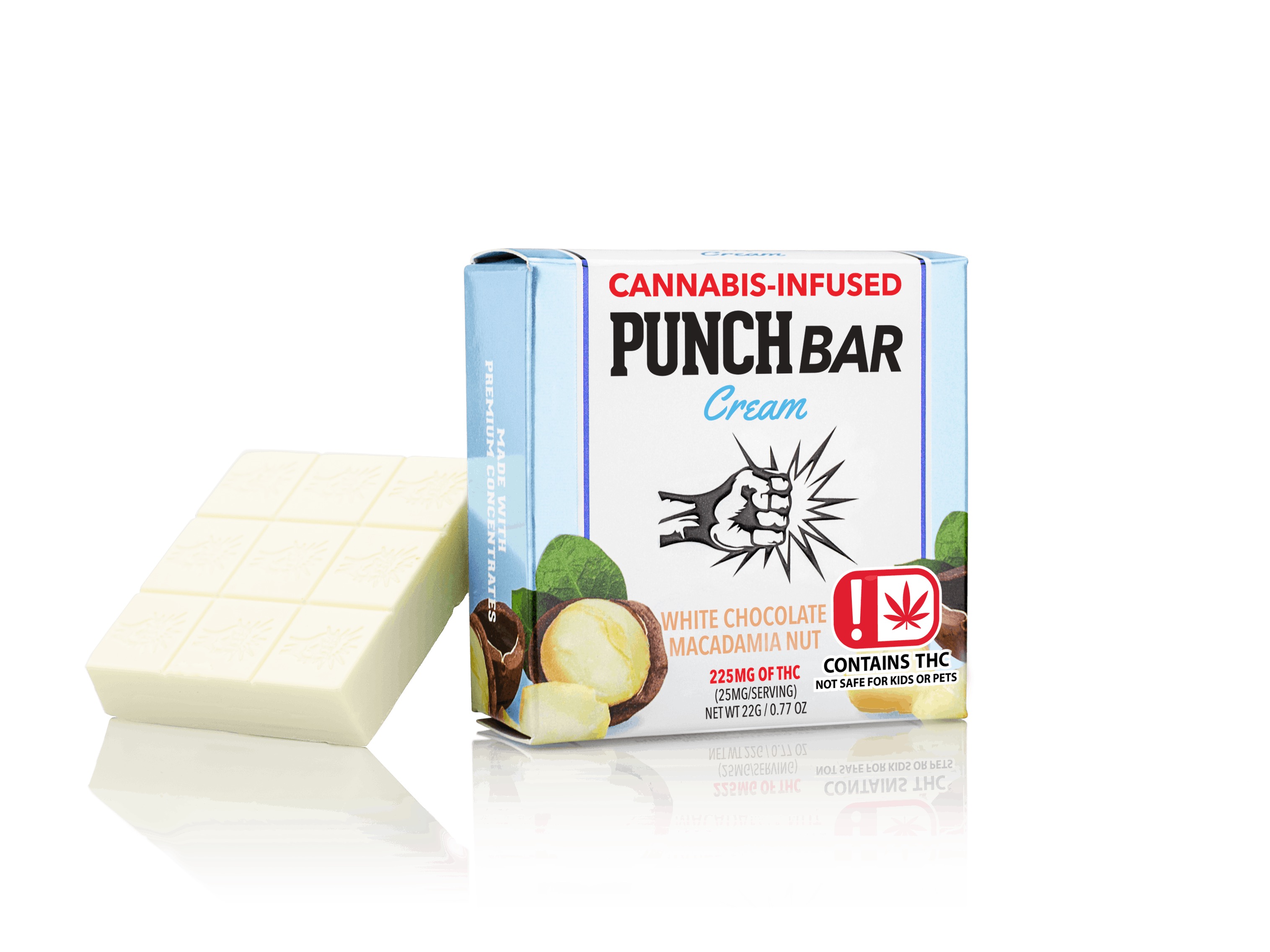 Photograph of product: Punch Bar | White Chocolate Macadamia Nut | 225mg