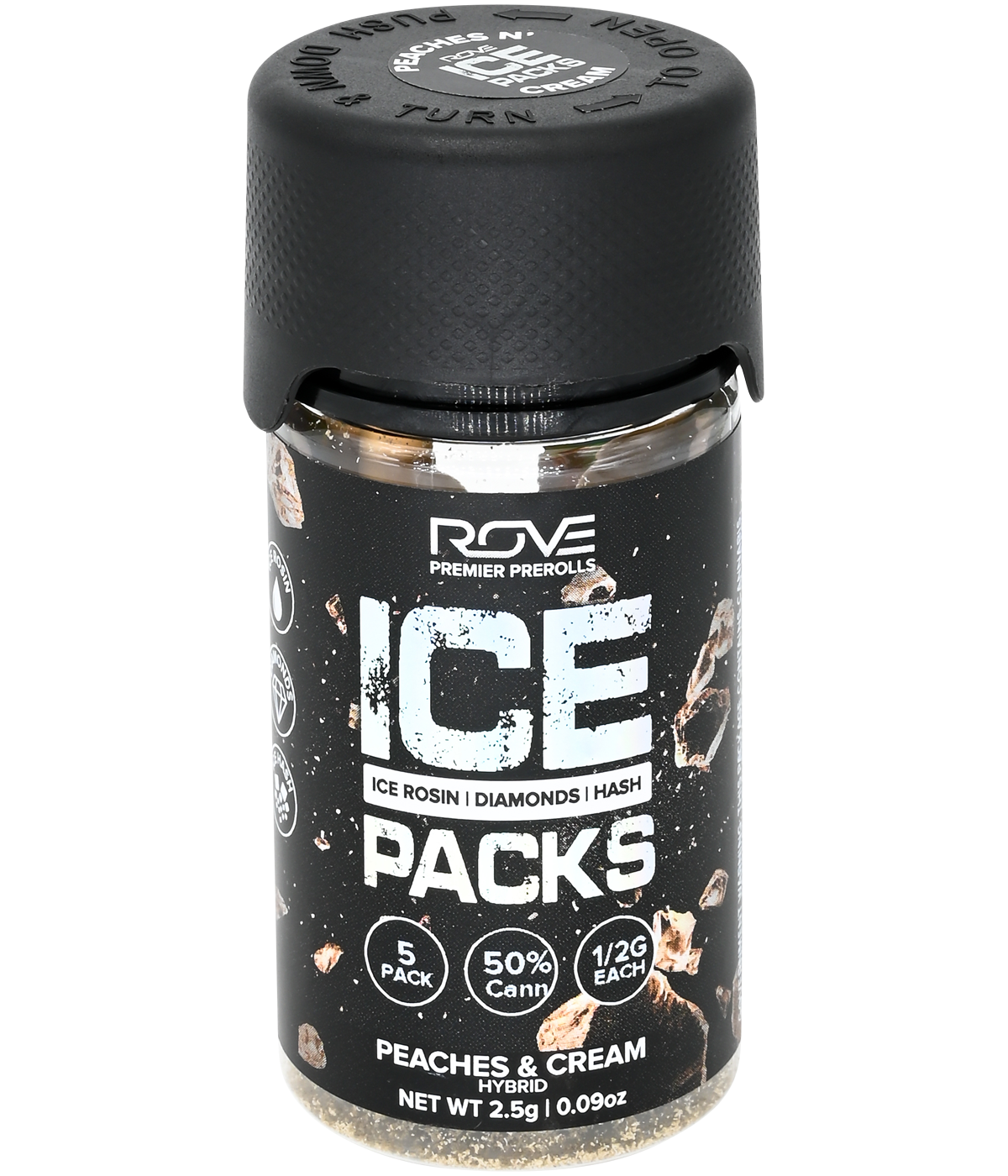 Photograph of product: Rove Ice Packs Infused Prerolls Peaches & Cream 3x .5g