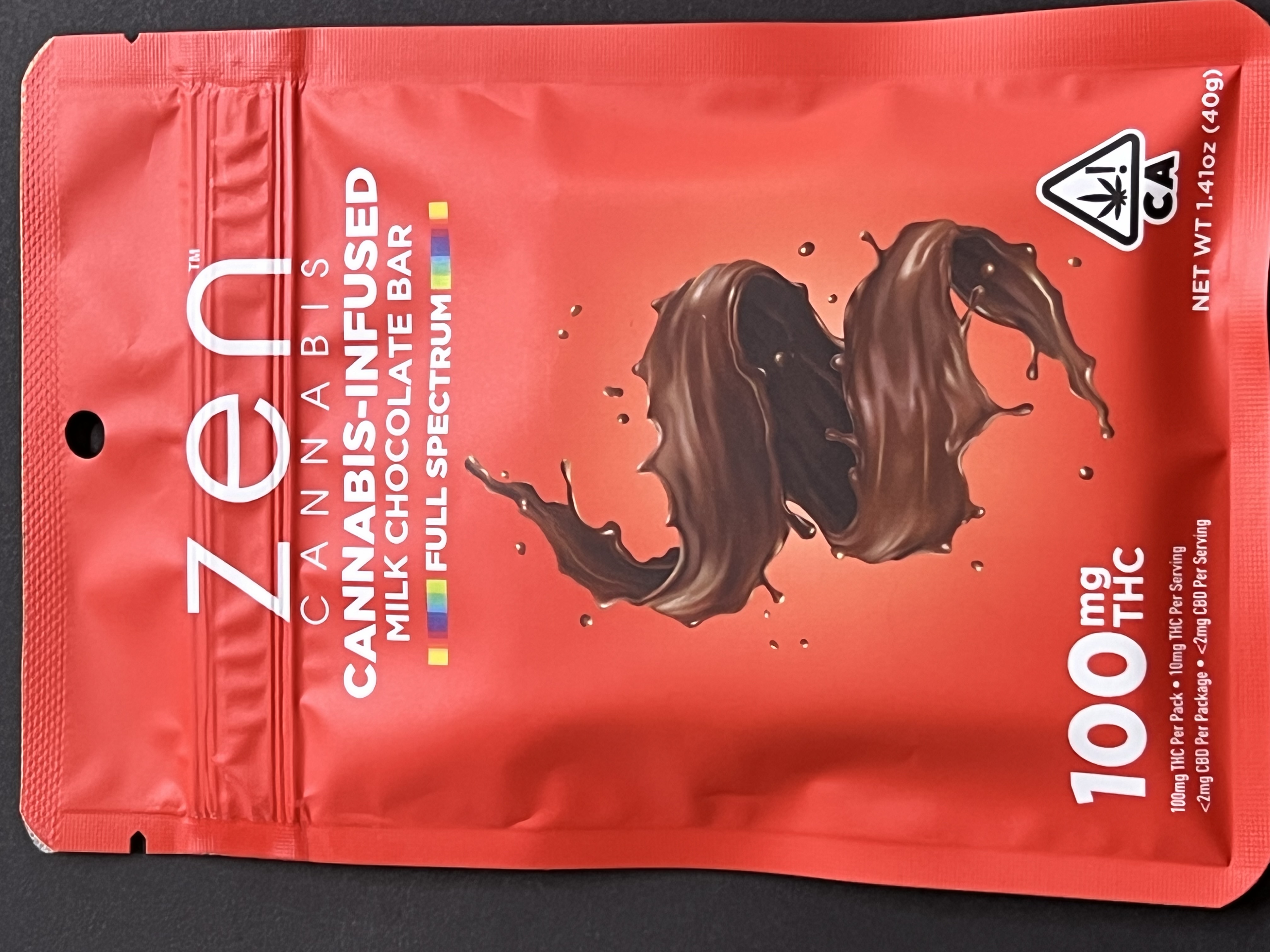 Photograph of product: ZEN - Milk Chocolate 100mg