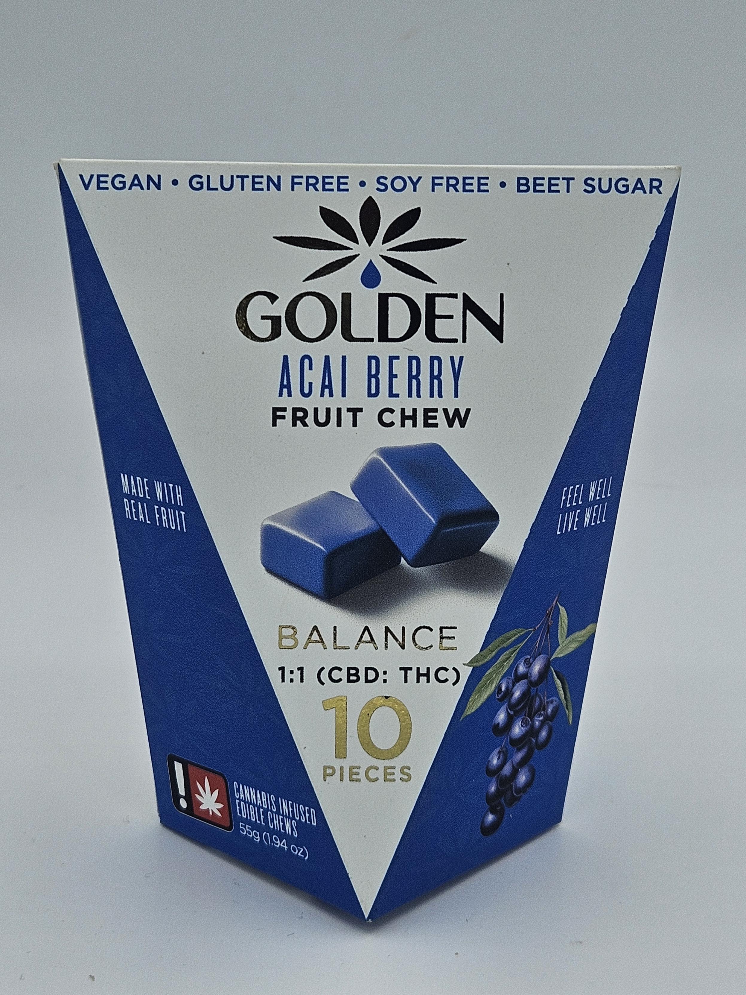 Photograph of product: Golden Fruit Chews: Acai Berry 1:1 (TH-oui:CBD)