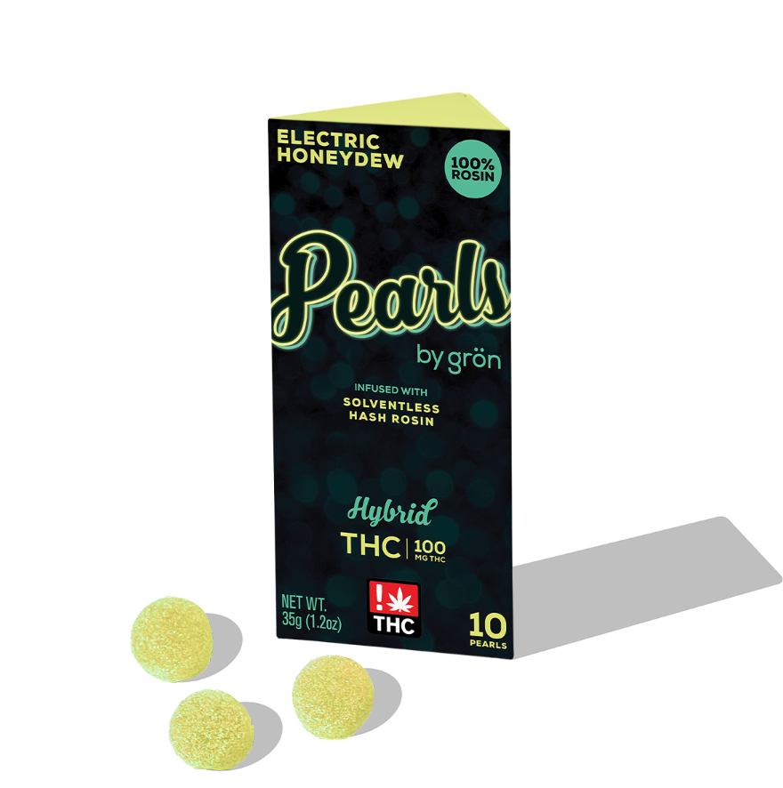 Photograph of product: Pearls au chocolat Rosin Electric Honeydew Gummies 100mg (10mg ea | 10-Pack)