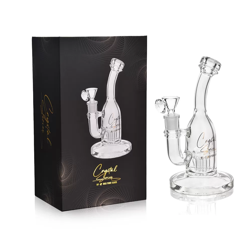 Photograph of product: Crystal Series by HPG - 8" Mini Bottle W/ Reinforced Tree Perc Water Pipe