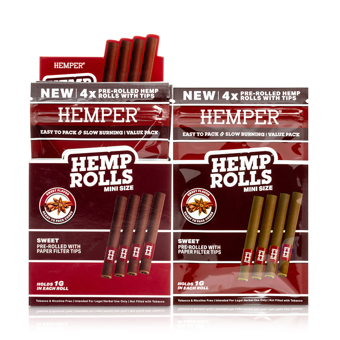 Photograph of product: Hemper Mini Rolls 4pk W/Glass Tip | - Sweet