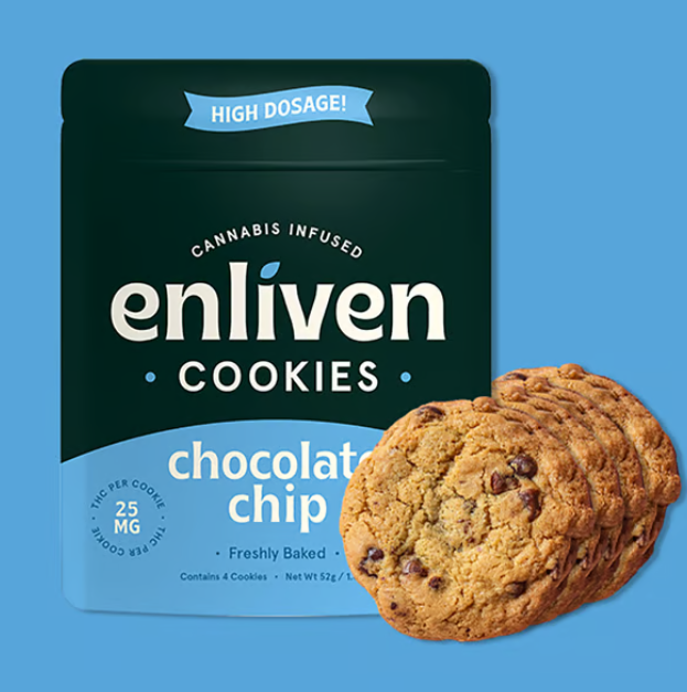 Photograph of product: Enliven Chocolate Chip Cookies 4 pk 100mg