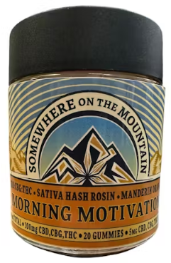 Photograph of product: Somewhere On The Mountain | Morning Motivation | Oui'd | au chocolat Rosin | Gummies | 100MG TH-oui & CBD & CBG (5MG ea)