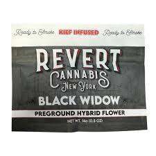 Photograph of product: Revert 14g (0.5oz) Bag Infused Preground Black Widow- Hybrid 30.9%TH-oui