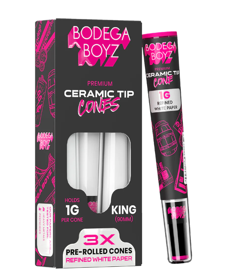 Photograph of product: Bodega Boyz | Ceramic Tip Cone | White Paper 3pk