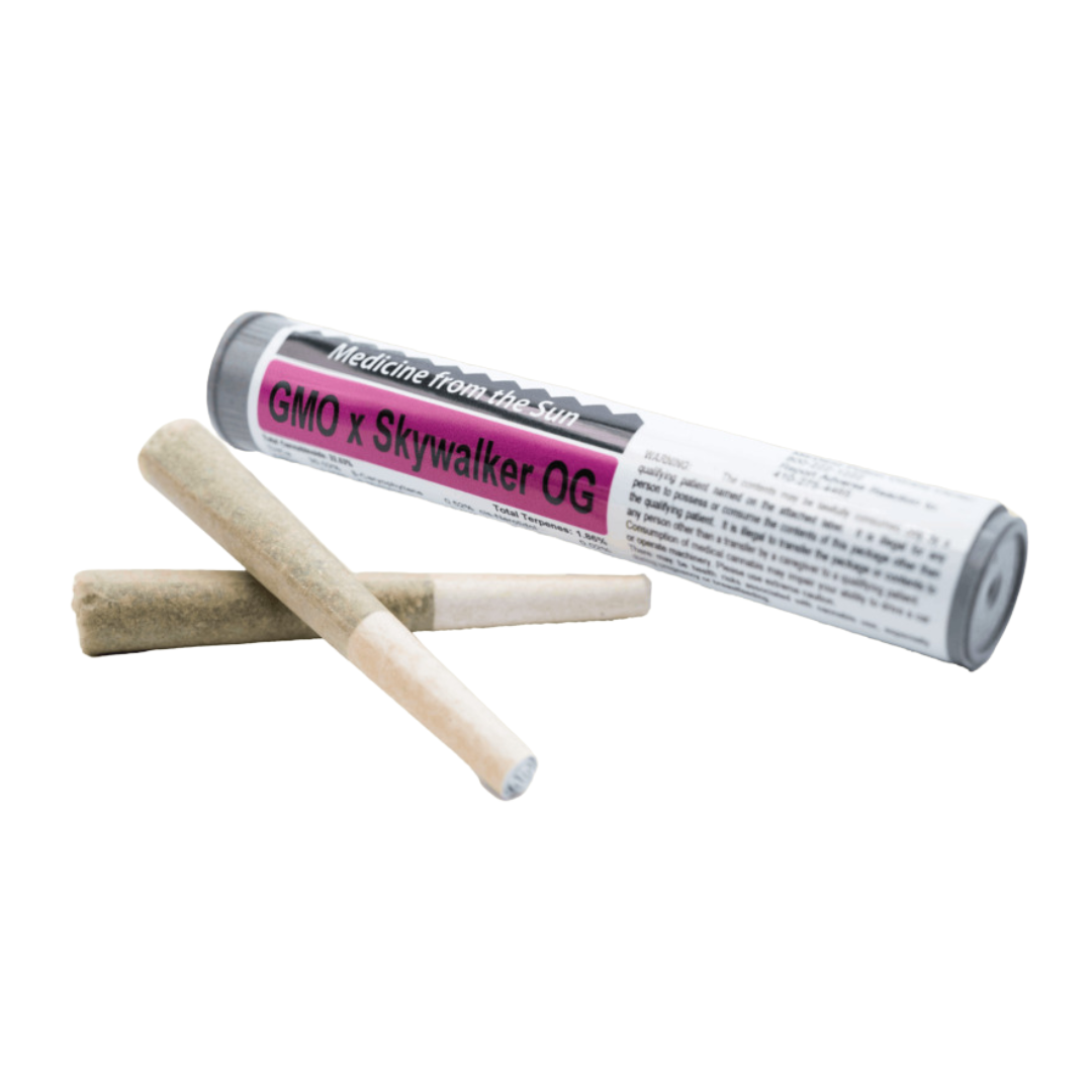 Photograph of product: Sunmed | GMO x Skywalker OG 2pk Joints | 1g