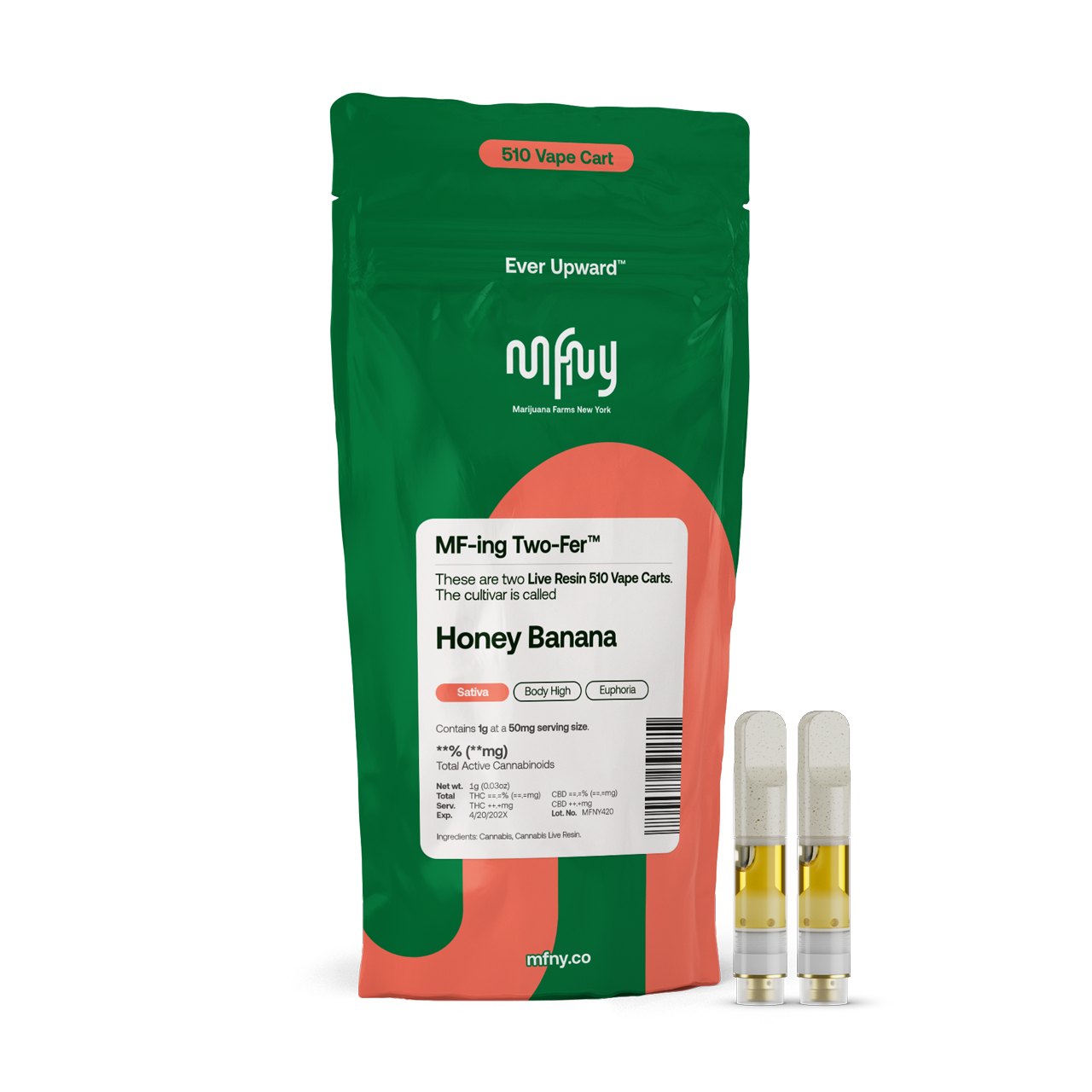 Photograph of Product: MFNY - Honey Banana Live Resin Cart 2pk
