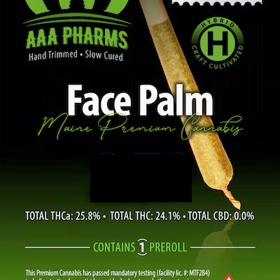Photograph of product: Face Palm Pre roll - AU AAA Pharms