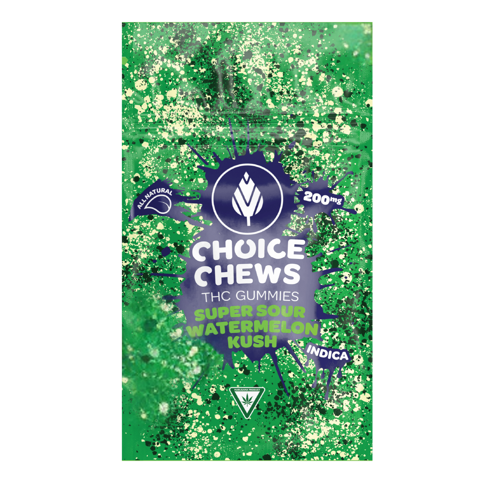 Photograph of product: Choice Chews | Super Sour Watermelon Kush | 200mg Gummies