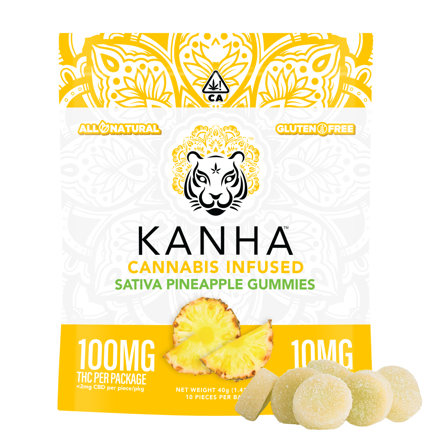 Photograph of product: Kanha - 100mg - 10ct Gummies - Pineapple