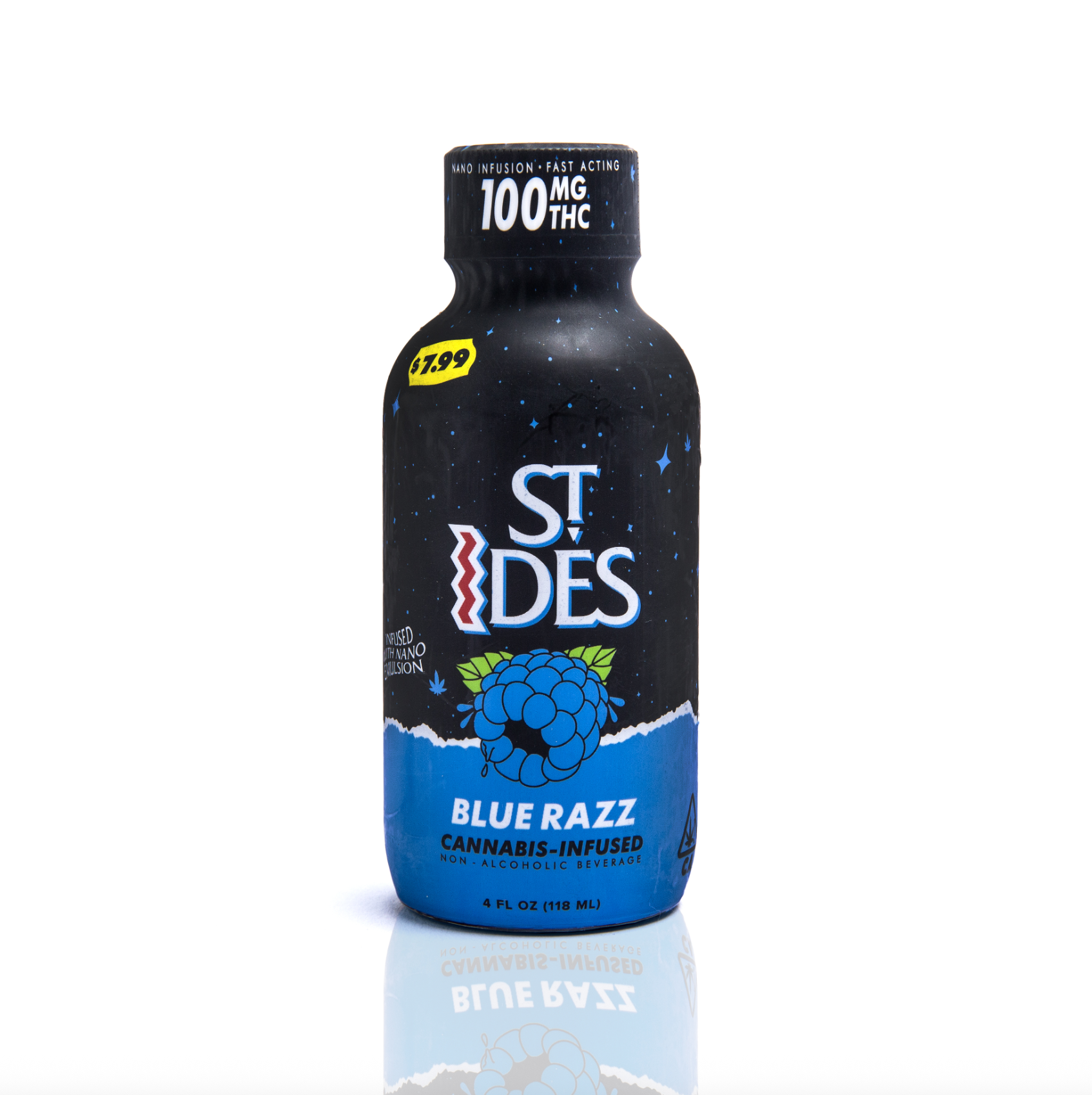 Photograph of product: Blue Raz (H) 100mg Shot 4oz - St. Ides