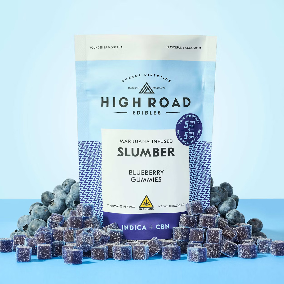 Photograph of product: High Road 1:1 Blueberry Slumber Gummies