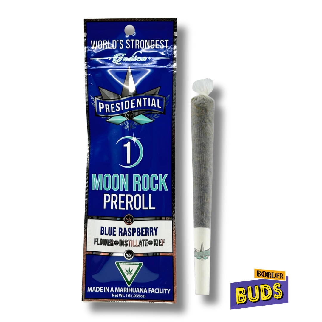 Photograph of product: Blue Raspberry | Presidential | 1g | Moon Rock Pre-Roll