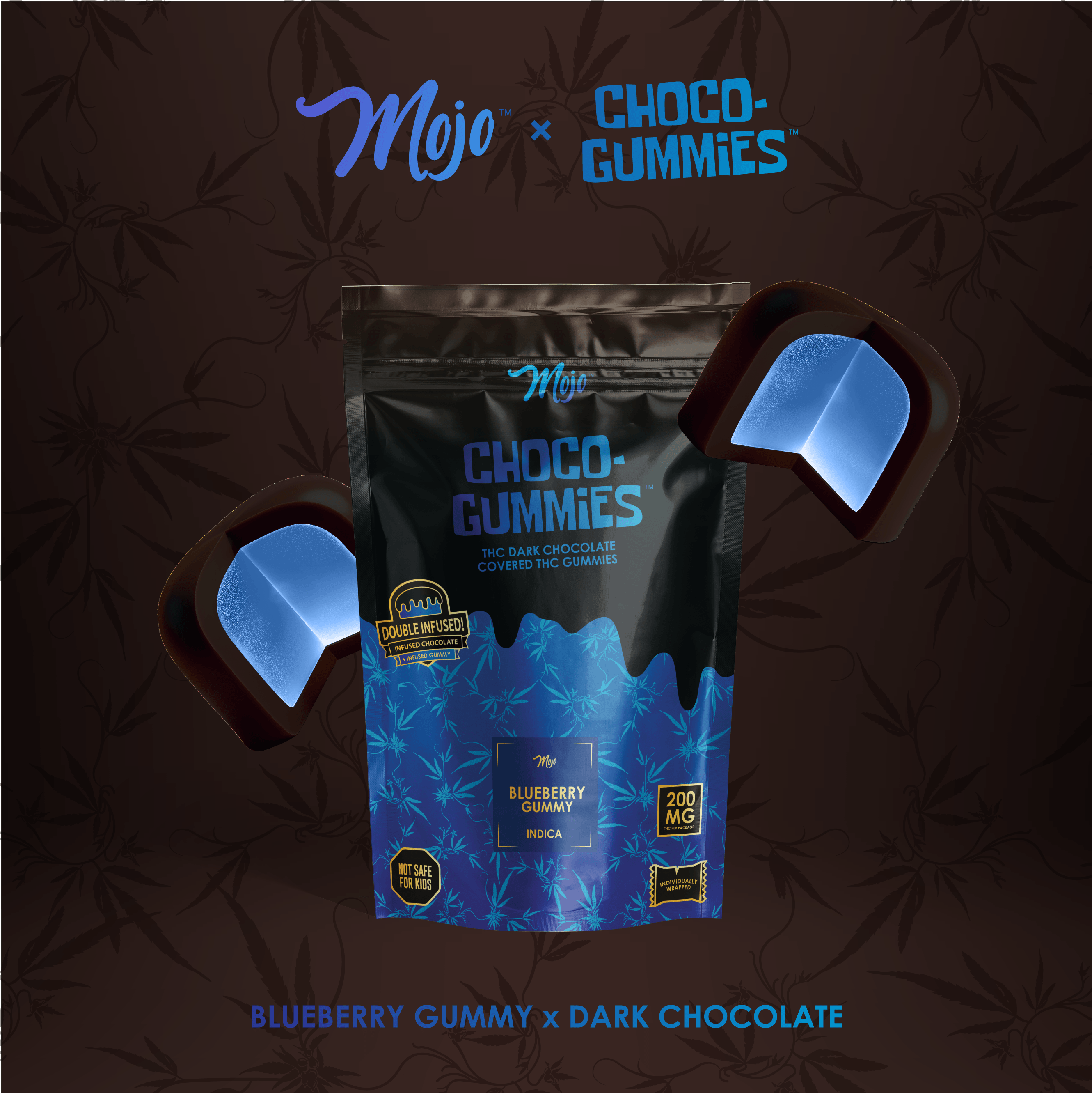 Photograph of product: Mojo - Blueberry Dark Choco Oui'd Gummies 200mg | 3/$20