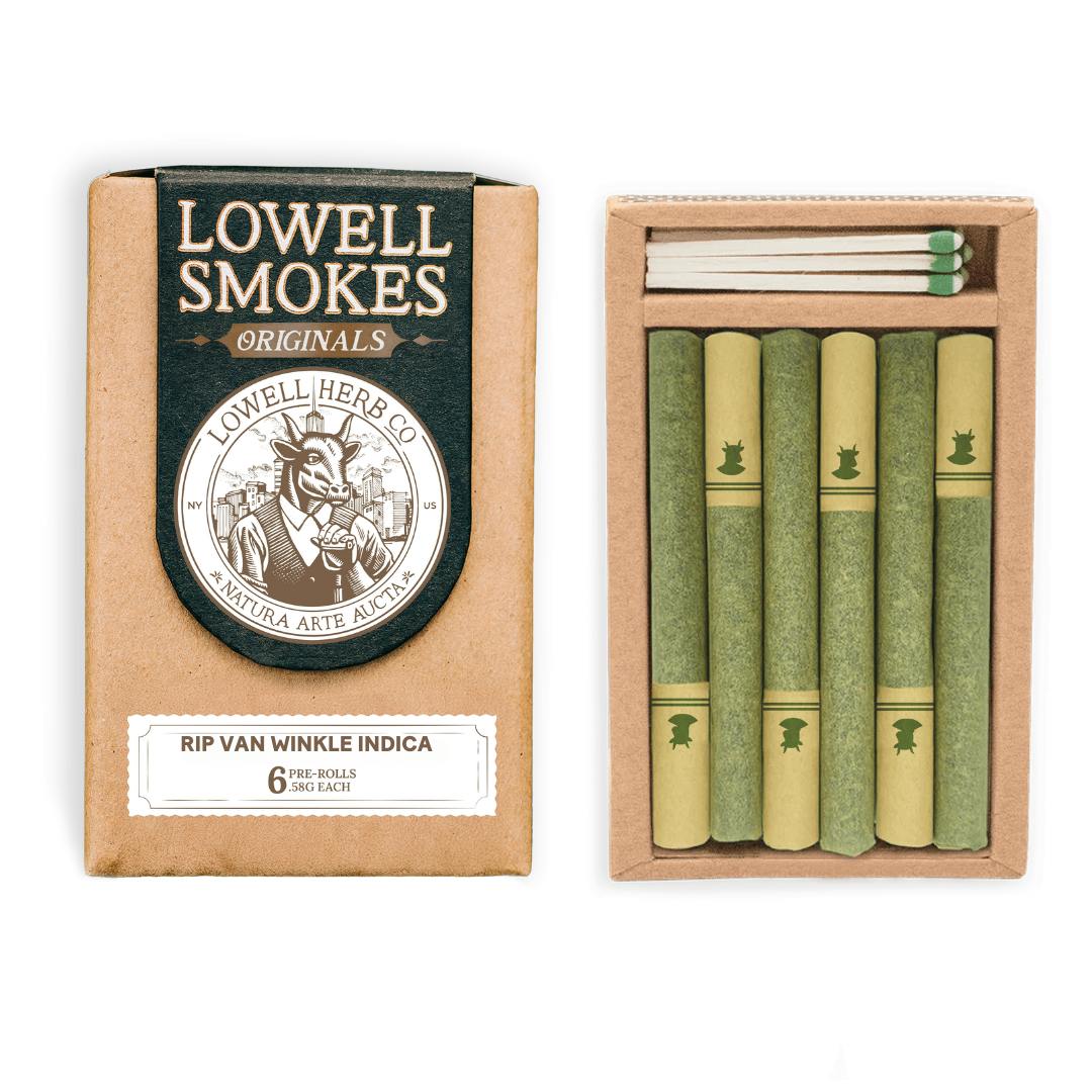 Photograph of product: Lowell Smokes | "Quicks" | Rip Van Winkle | Oui'd | 6 Pack Prerolls