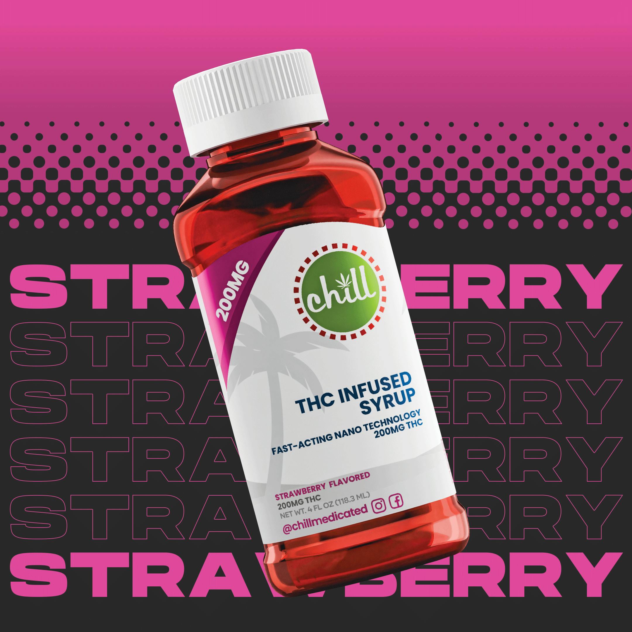 Photograph of product: CHILL MEDICATED | Edible | Syrup | Strawberry | 200mg