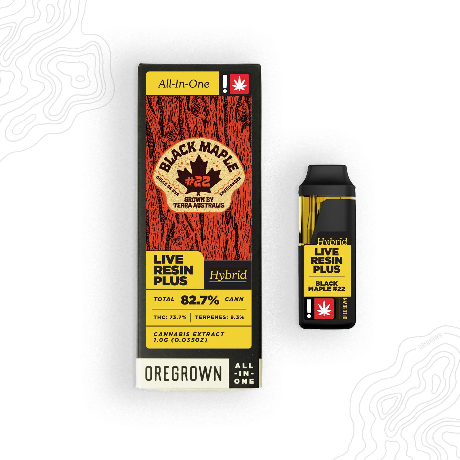 Photograph of product: Oregrown | Black Maple #22 | Live Resin+ AiO