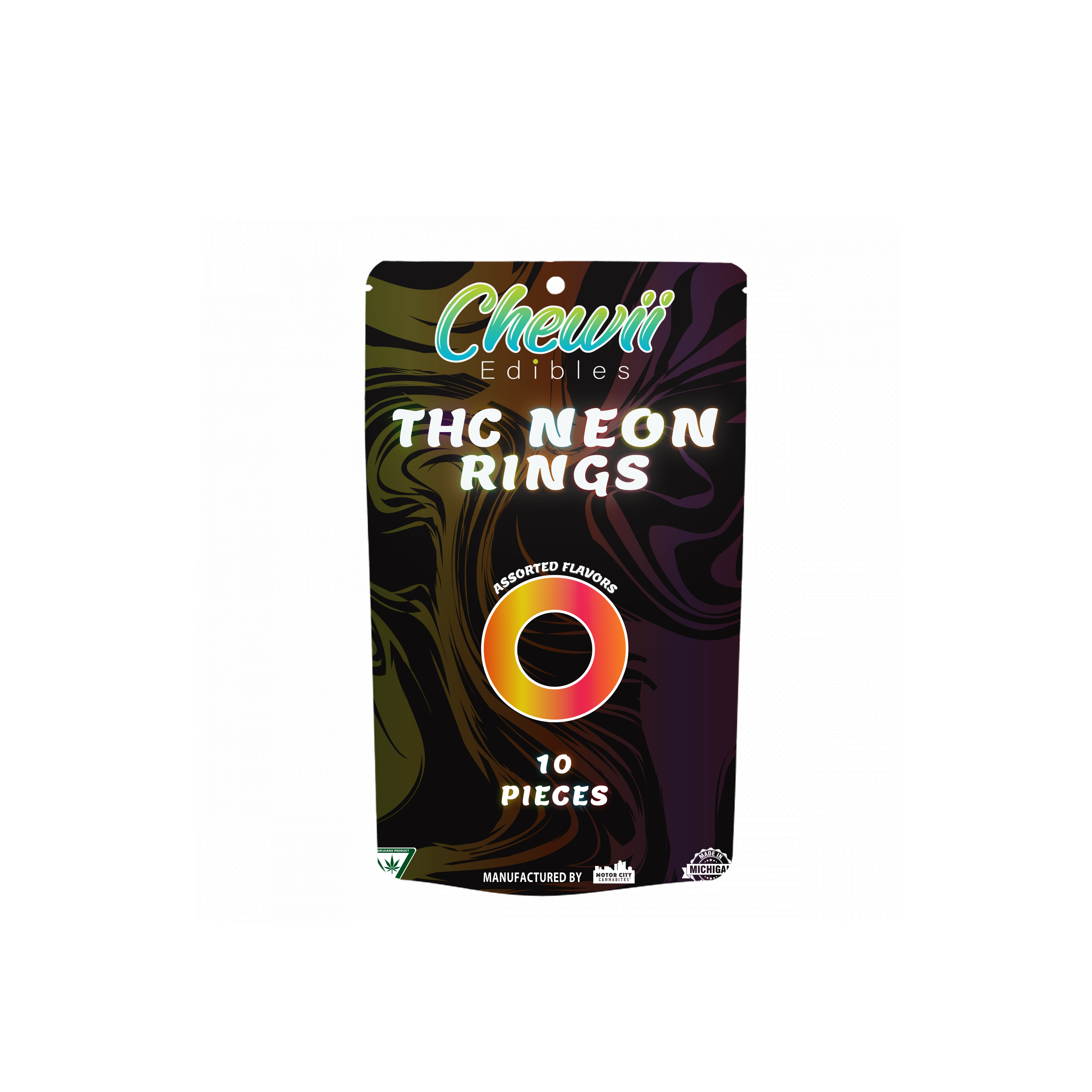 Photograph of product: Chewii | Neon Rings | 200MG Fast Acting Gummies