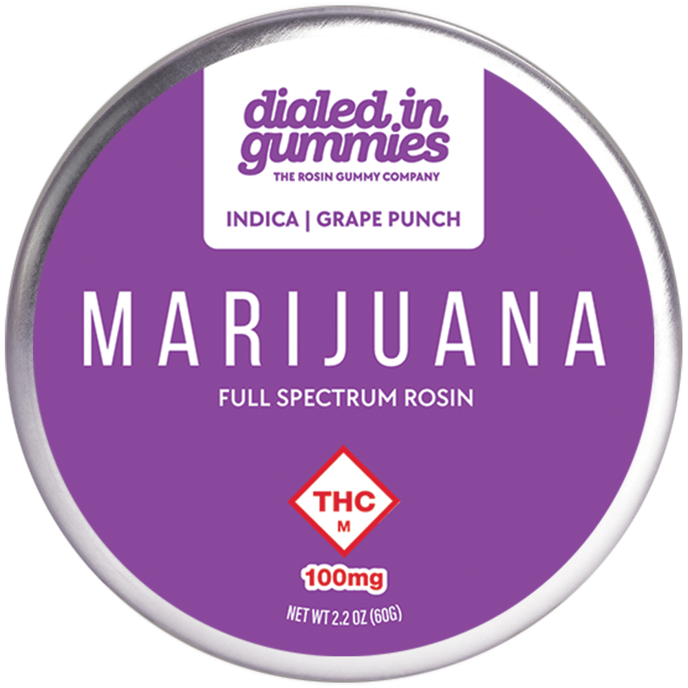Photograph of product: Dialed In | Classic | Rosin Gummies | Oui'd | Grape Punch | 100mg 10pk - .1g