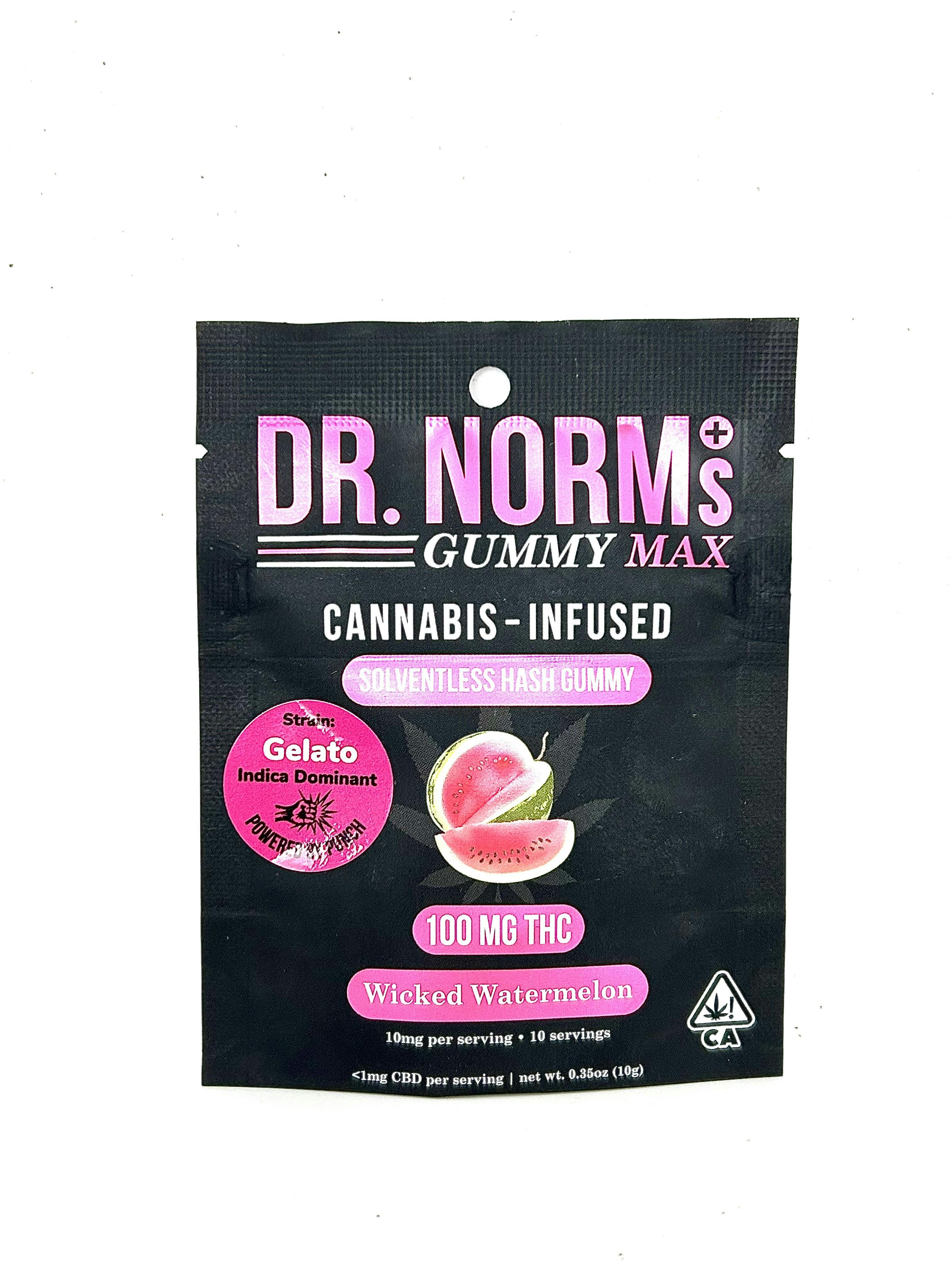 Photograph of product: Dr. Norms - Solventless au chocolat Gummy - Wicked Watermelon - 100mg