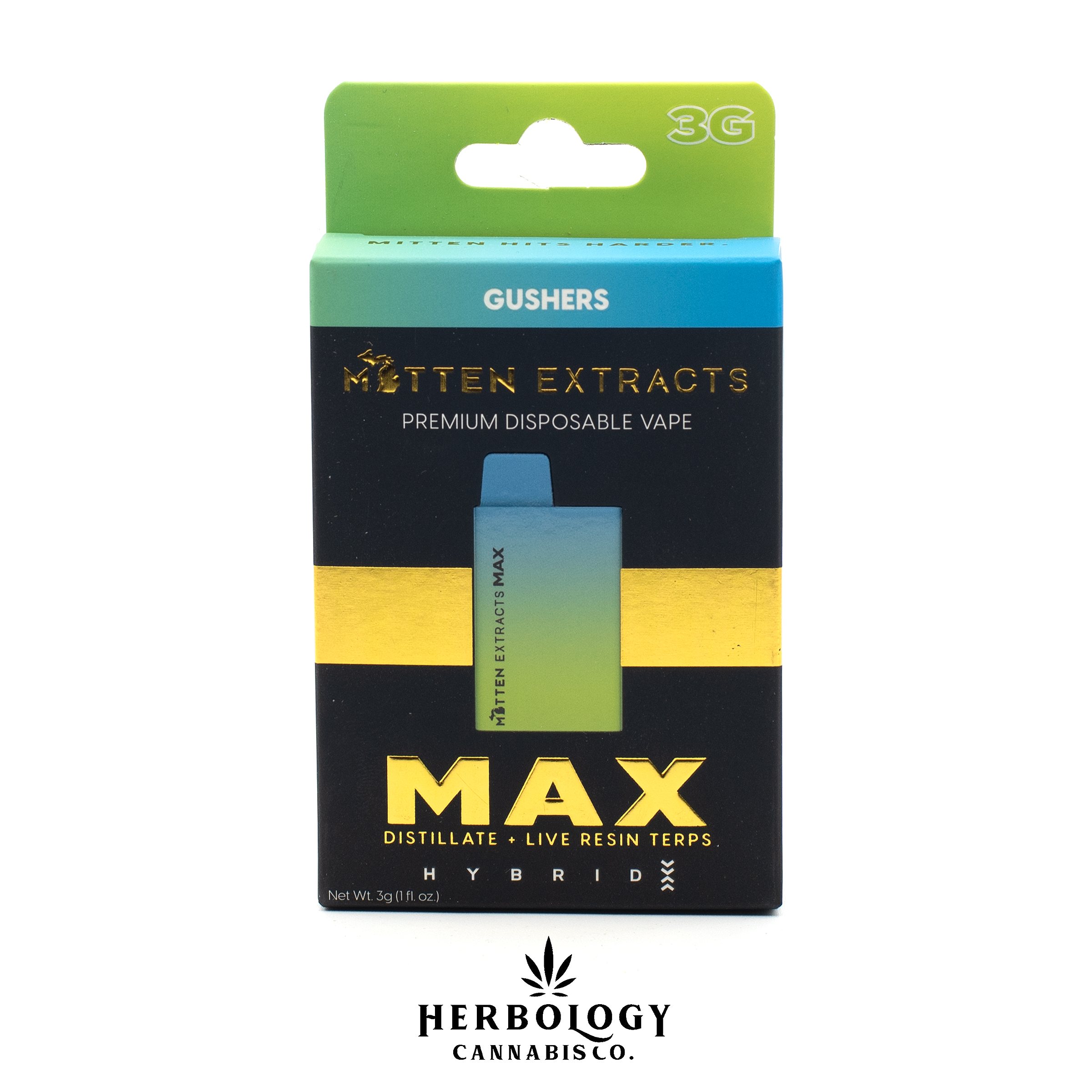 Photograph of product: Mitten Extracts Max | Distillate Disposable Vape | Gushers | 3g