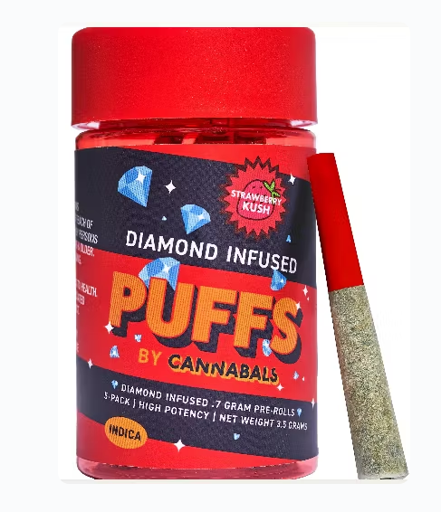 Photograph of product: Cannabals | Puffs Infused Pre-Roll 7pk (3.5g) | Strawberry Kush