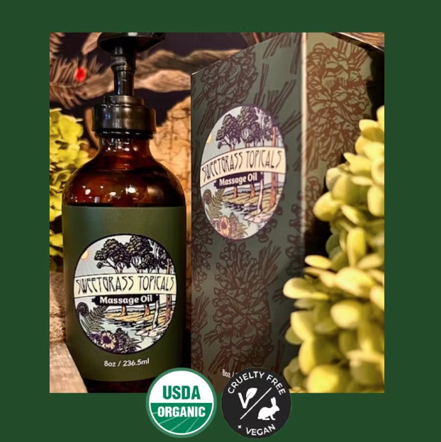 Photograph of product: Massage Oil 1:1 TH-oui:CBD - 500mg - Sweetgrass Topicals