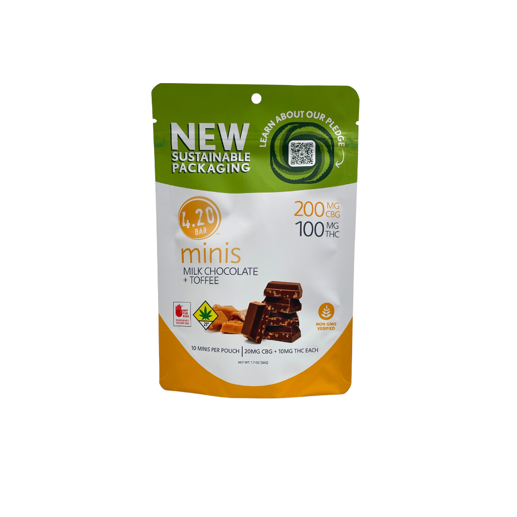 Photograph of product: 420 Mini - 2:1 CBG:TH-oui Milk Chocolate Toffee 10pk (300mg)