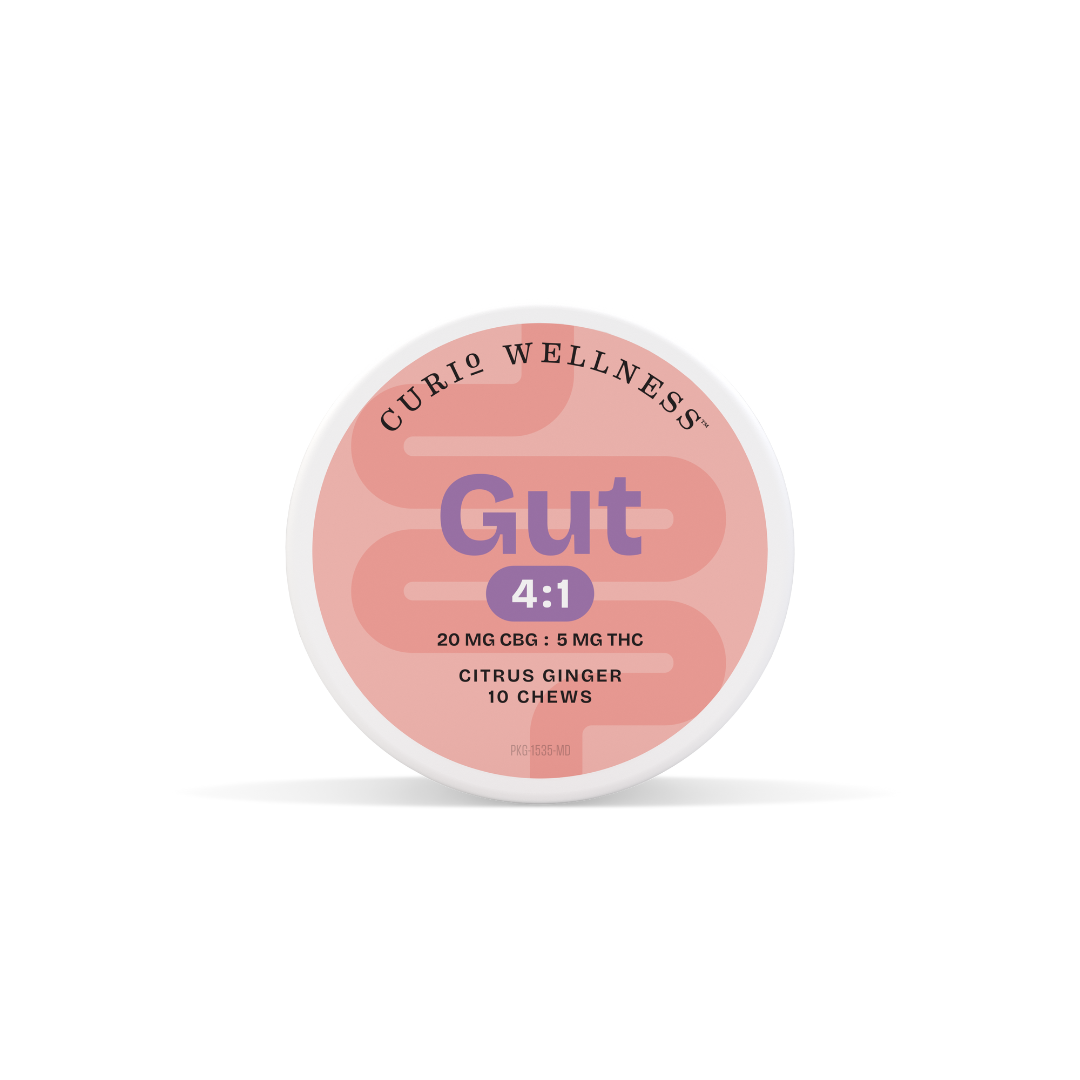 Photograph of product: Curio | Chews | GUT | Citrus Ginger 4:1 CBG:TH-oui | 20 x 5mg