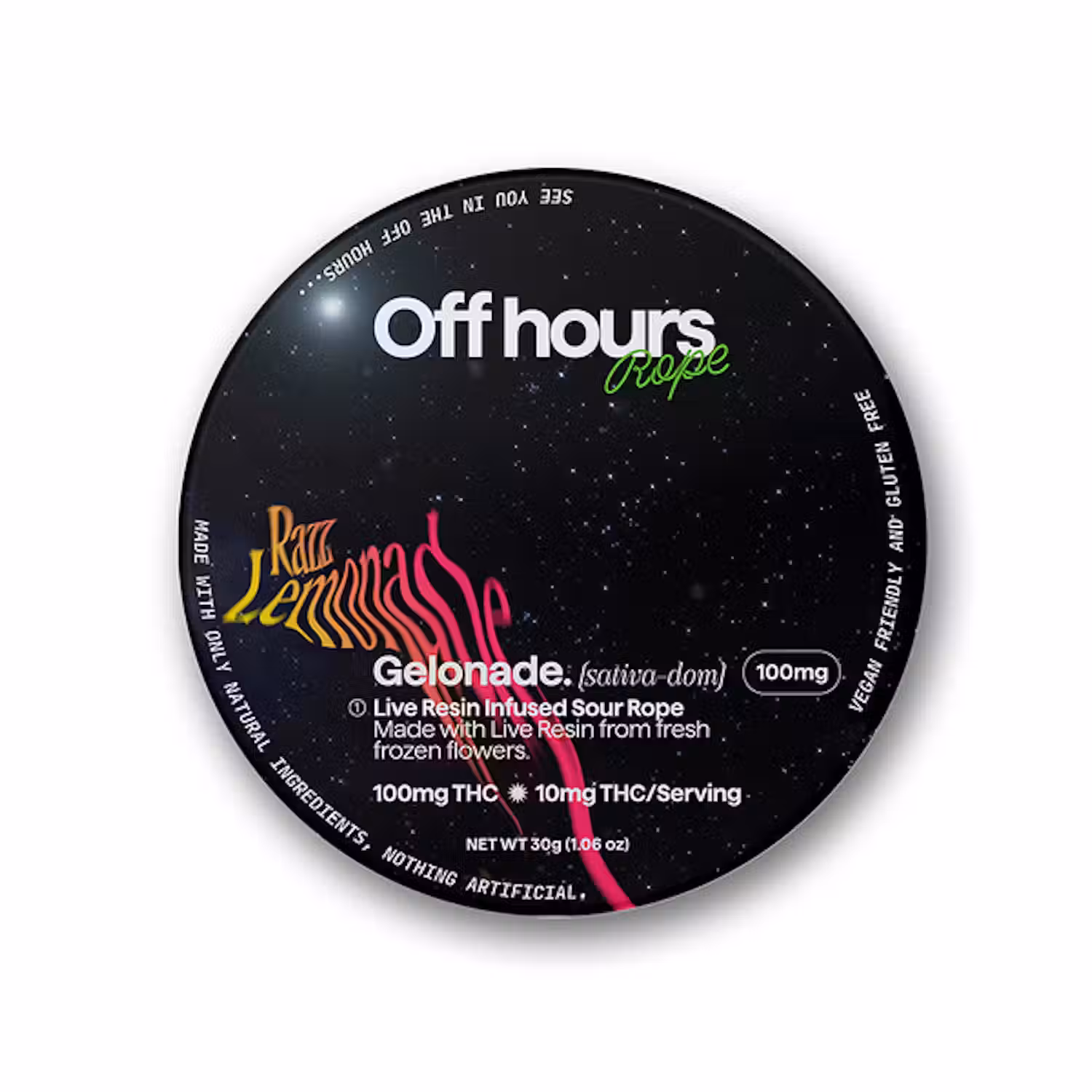 Photograph of product: Gelonade Sour Raspberry Lemonade | Live Resin Rope Gummies | 10pk | 100mg