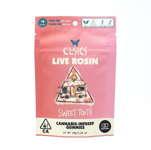 Photograph of product: CLSICS | Sweet Tooth Strawberry Shortcake Live Rosin Gummies | 100mg