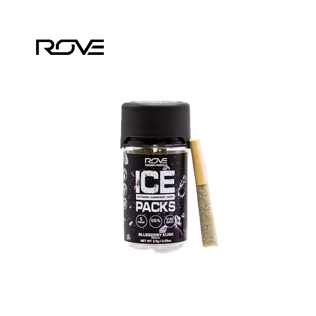 Photograph of product: BLUEBERRY KUSH 2.5G ROSIN INFUSED 5 PACK PREROLLS