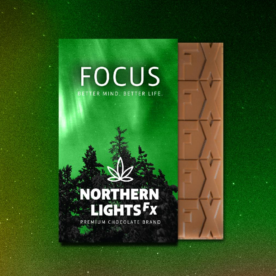 Photograph of product: Northern Lights FX 200mg Focus Chocolate Bar