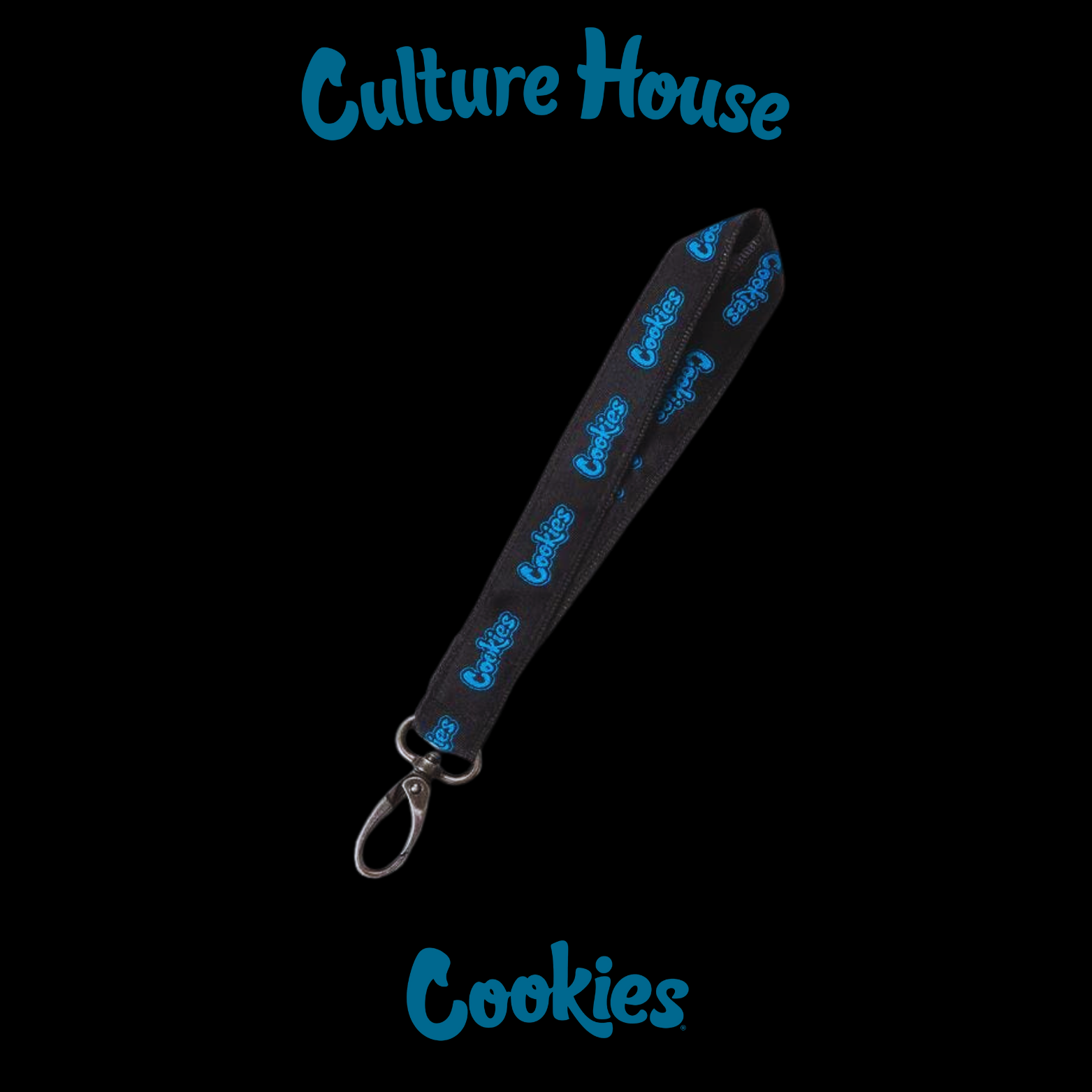 Photograph of product: Cookies | 6.5" Original Mint Lanyard | Black/Blue
