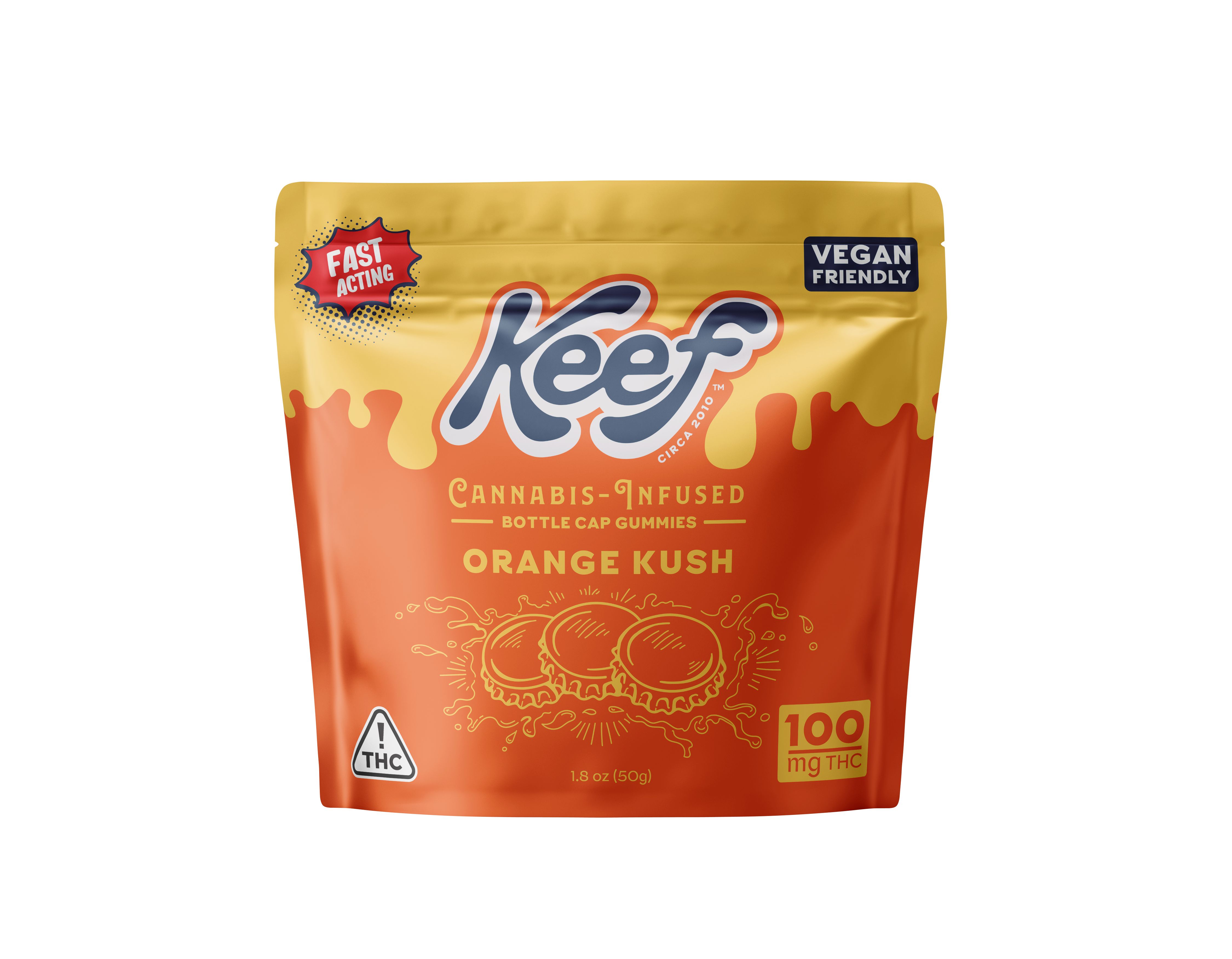 Photograph of product: Keef Bottle Cap Gummies Orange Kush