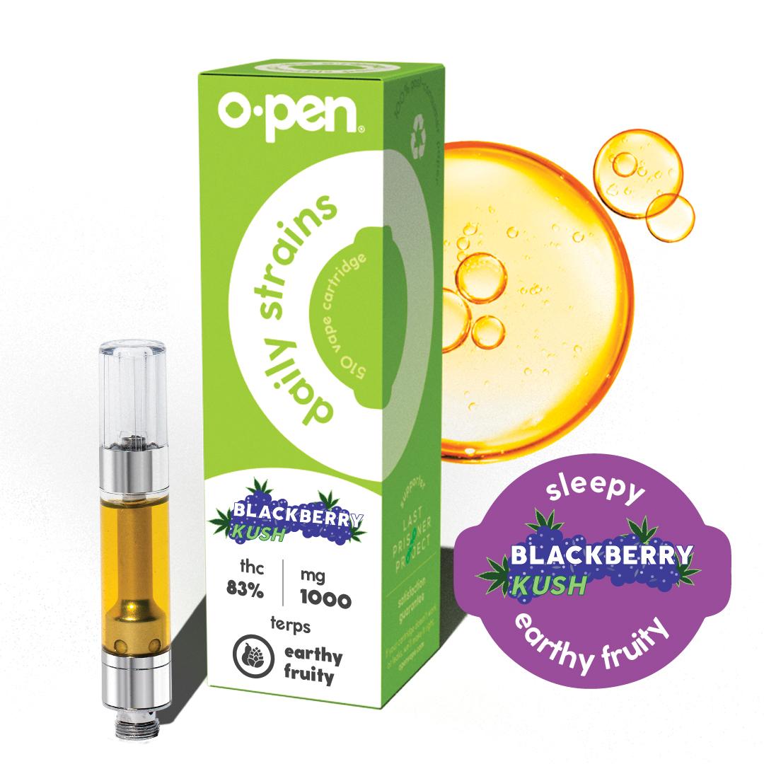 Photograph of product: O.pen 1000mg Daily Strain Blackberry Kush