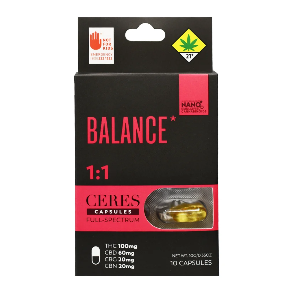 Photograph of product: Ceres Capsules Balance 1:1 CBD 10pk