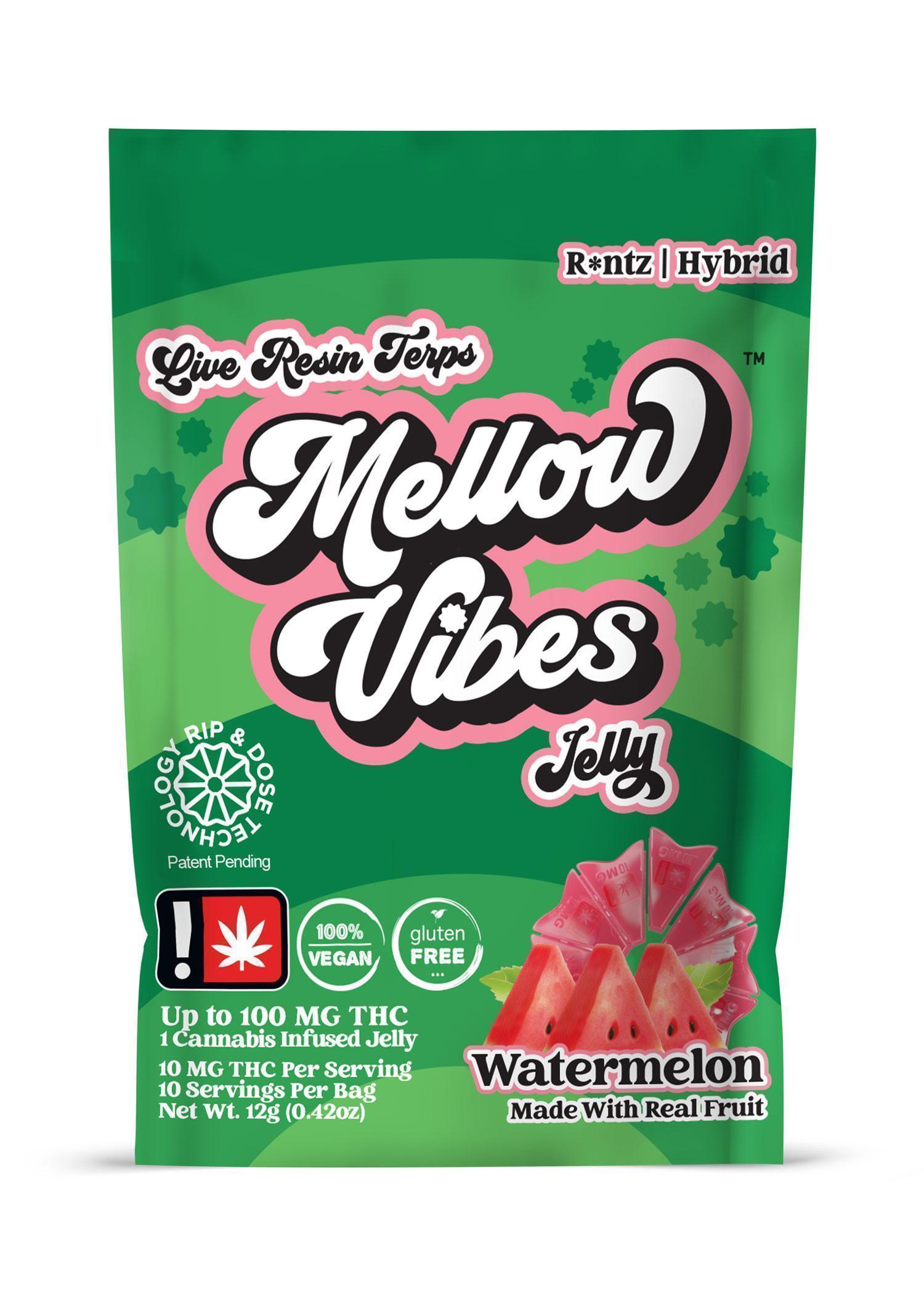 Photograph of product: Mellow Vibes Watermelon Live Resin Single Gummy 100mg