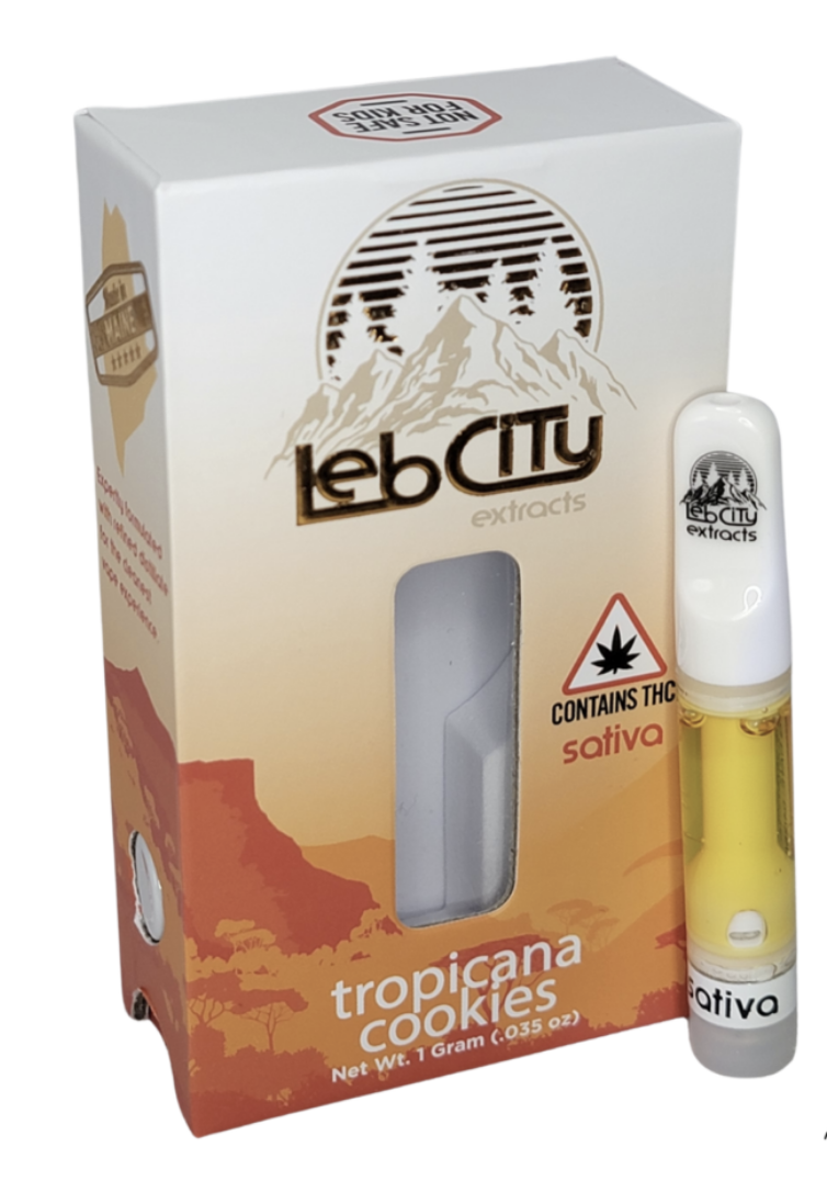 Photograph of product: Tropicana Cookies. . Distillate Cartridge. Leb City