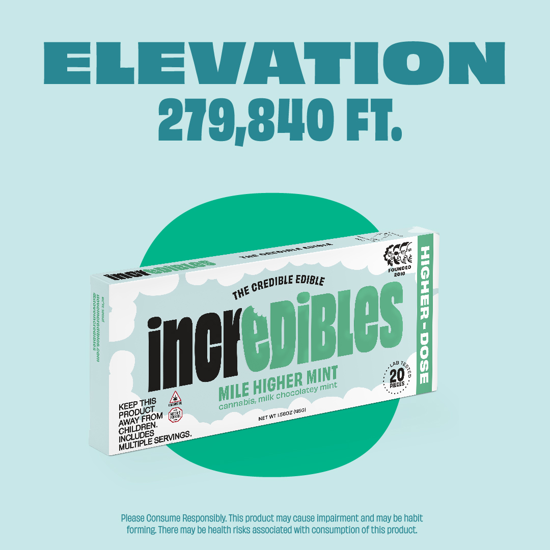 Photograph of product: Incredibles Mile Higher Mint Bar 25mg 20pc *HIGH DOSE*
